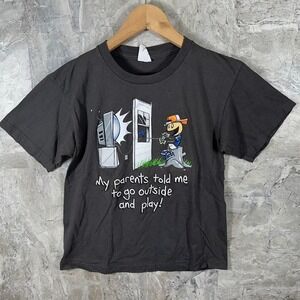 Vintage 90s black graphic tee kids Size L #graphictee